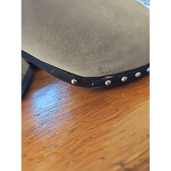 gianni bini Beige Leather Studded Block heels Size 8M Rockstud - Picture 8 of 8
